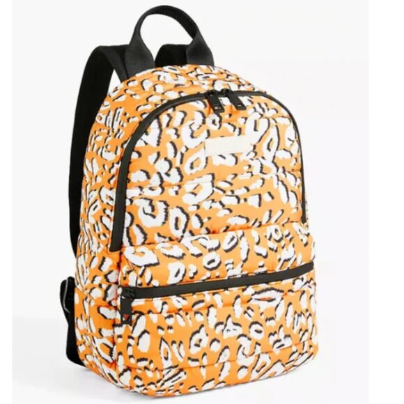 Ted Baker NNels Puffer Backpack Large Yellow Leopard Nylon Laptop Bag Mini Pouch - Picture 1 of 9